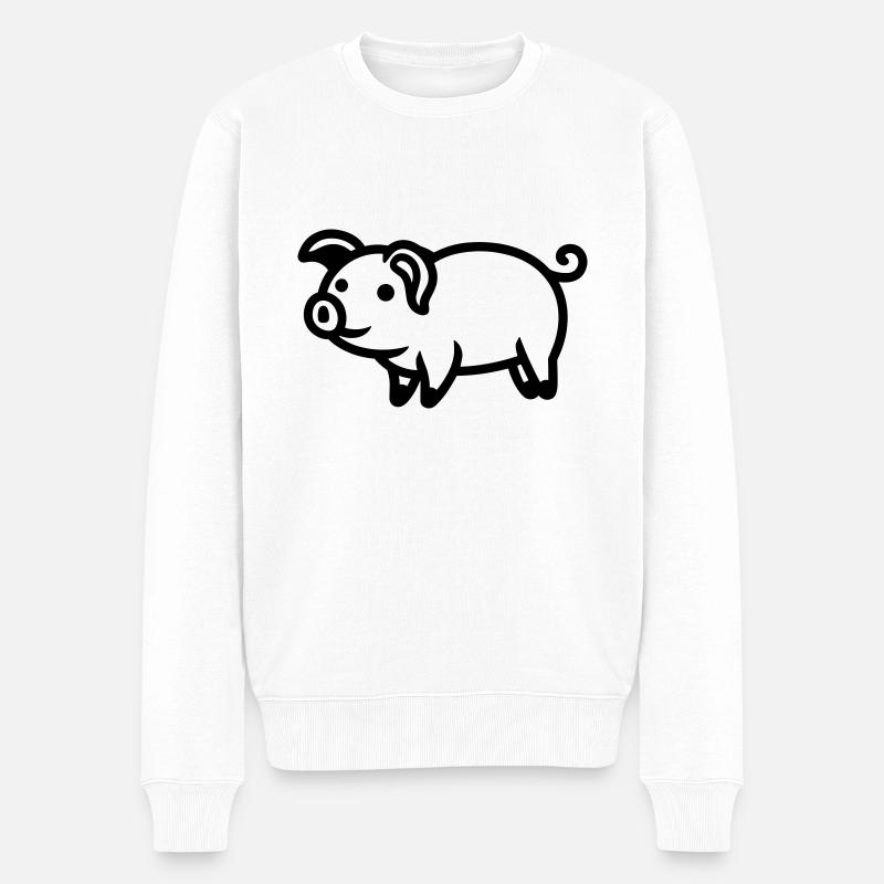 Schwein - Männer Premium Bio Pullover - Weiß