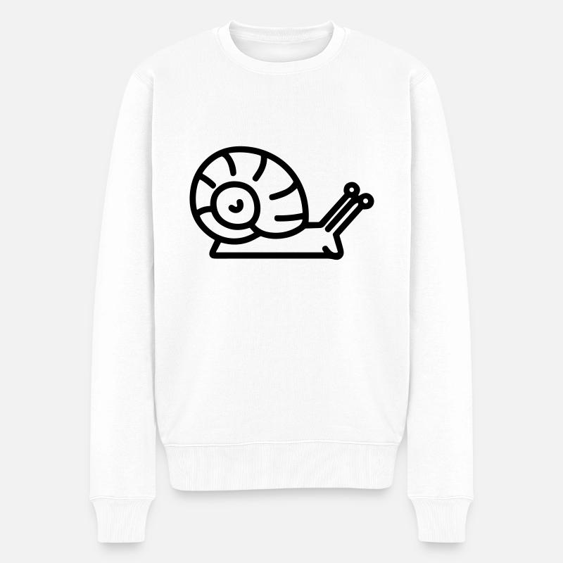 Schnecke - Männer Premium Bio Pullover - Weiß