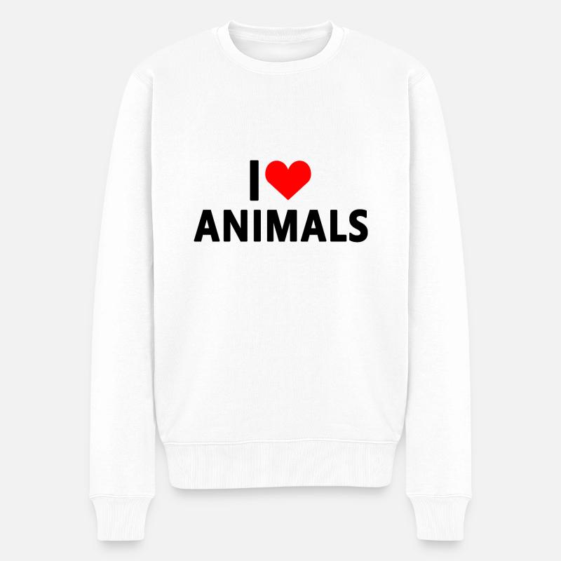 Tiere - Ich liebe Tiere - Männer Premium Bio Pullover - Weiß