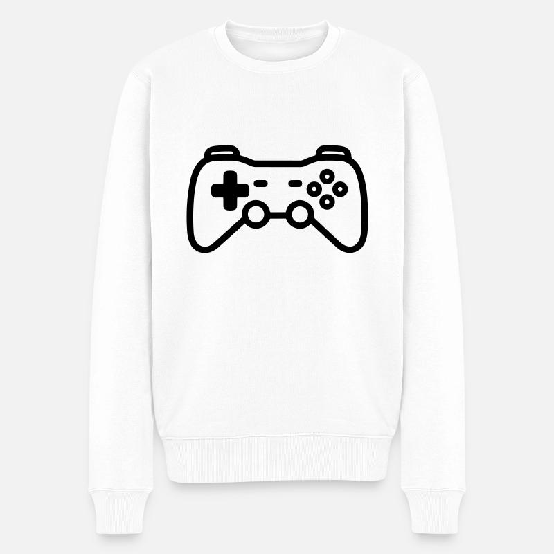 manette de jeux vidéo - Pull Premium bio Homme - blanc