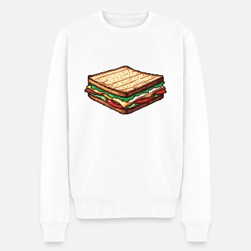 Icône Pixel Sandwich - Pull Premium bio Homme - blanc