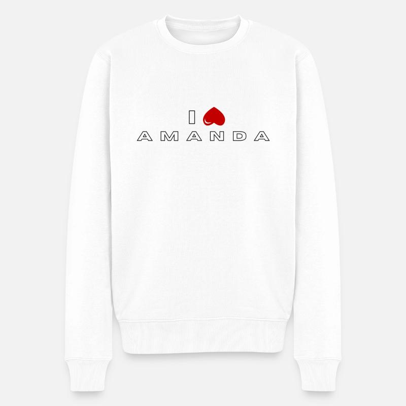 Ich hasse Amanda - Männer Premium Bio Pullover - Weiß