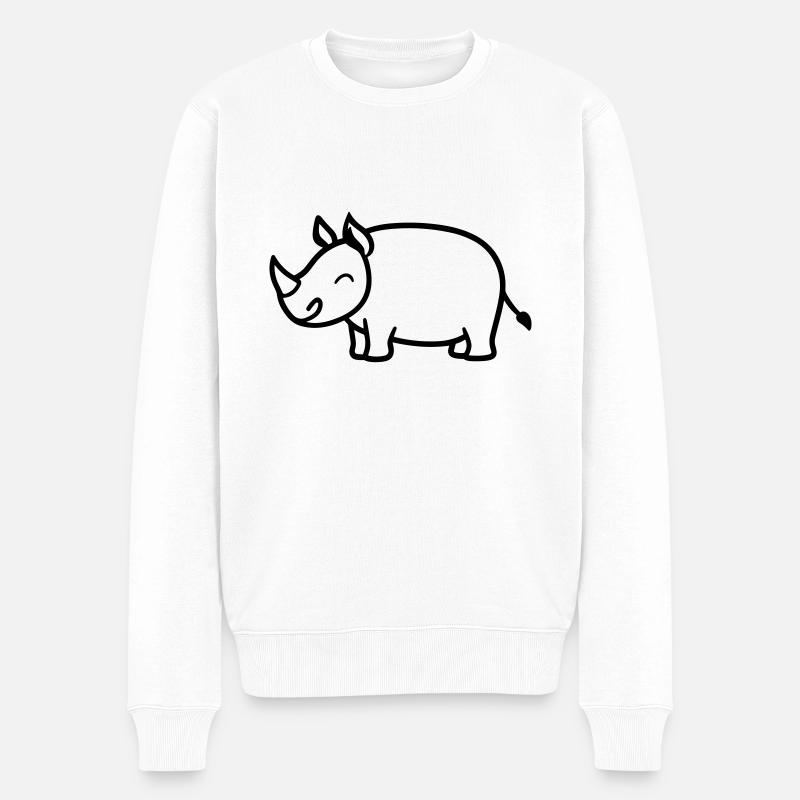 Nashorn - Männer Premium Bio Pullover - Weiß