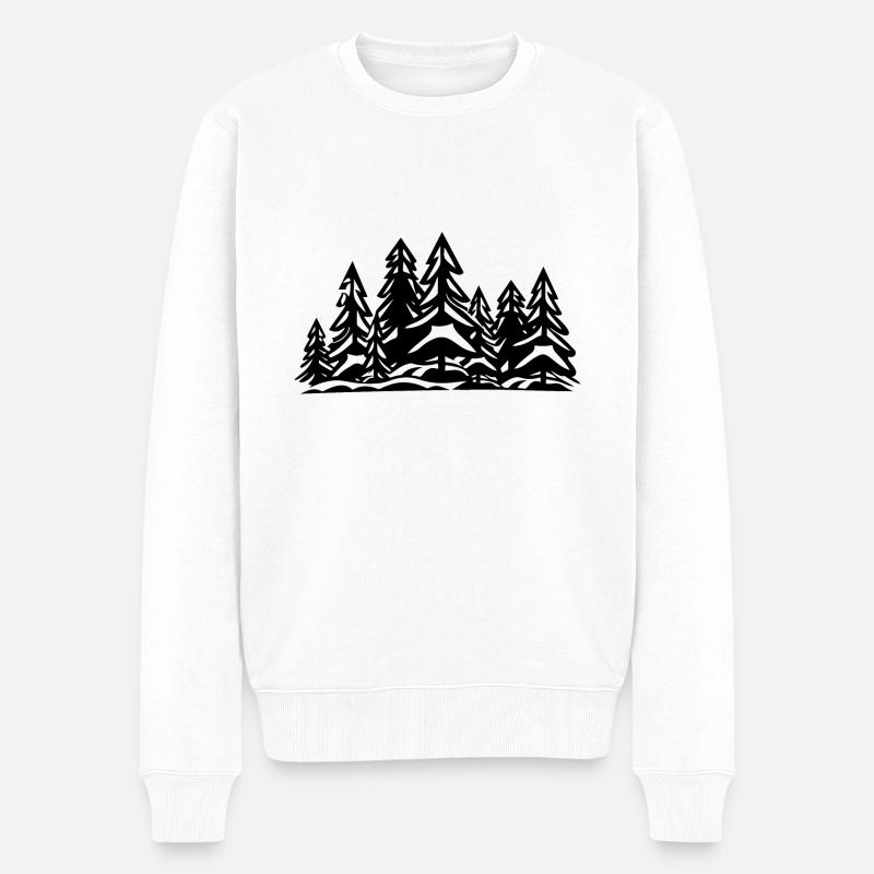 Wald Bäume - Männer Premium Bio Pullover - Weiß