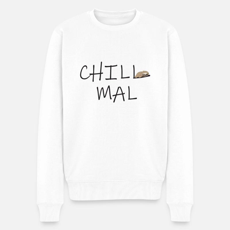 Chill mal Faultier - Männer Premium Bio Pullover - Weiß