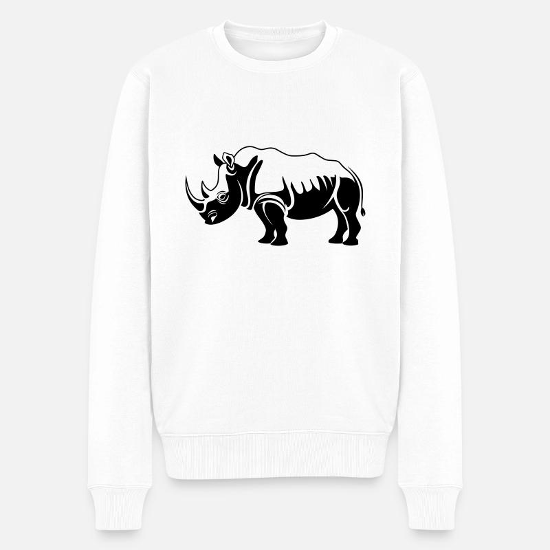 Nashorn - Männer Premium Bio Pullover - Weiß