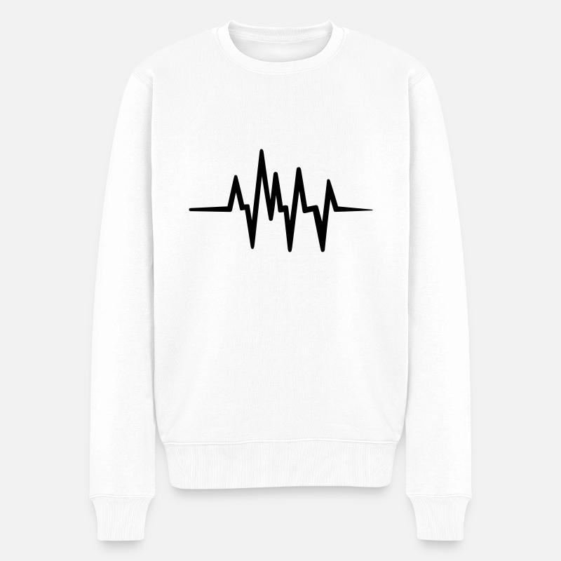 Herzschlag - Männer Premium Bio Pullover - Weiß