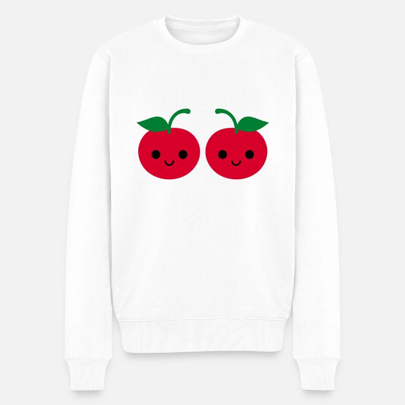 Kirschen - Männer Premium Bio Pullover - Weiß