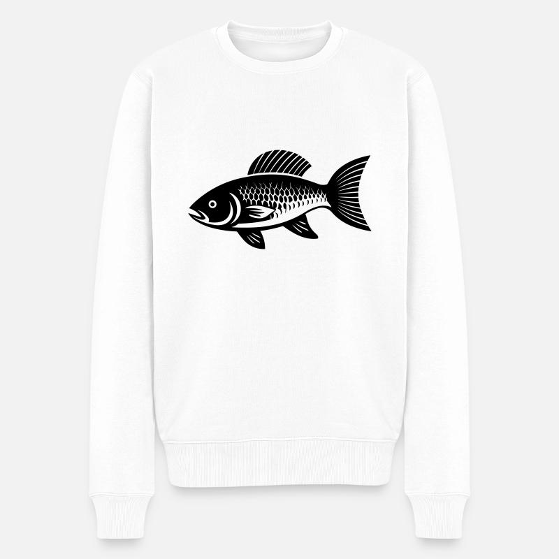 Kleiner Karpfenfisch - Männer Premium Bio Pullover - Weiß