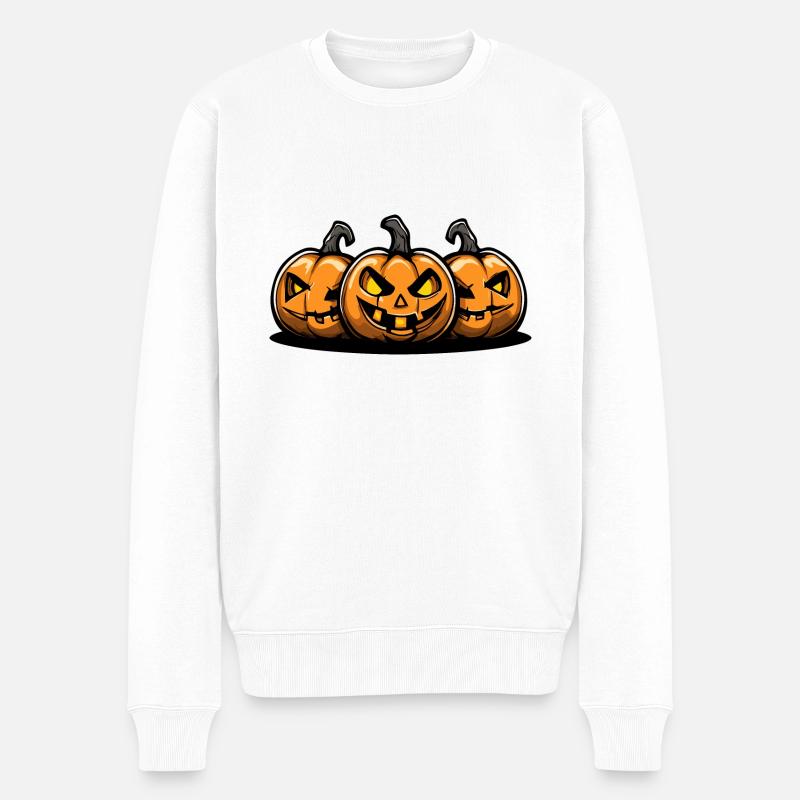 Kürbis Halloween - Männer Premium Bio Pullover - Weiß