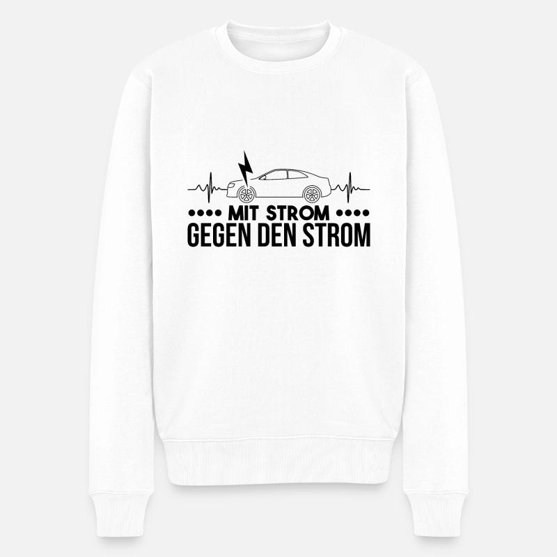 E-Auto Geschenk - Männer Premium Bio Pullover - Weiß