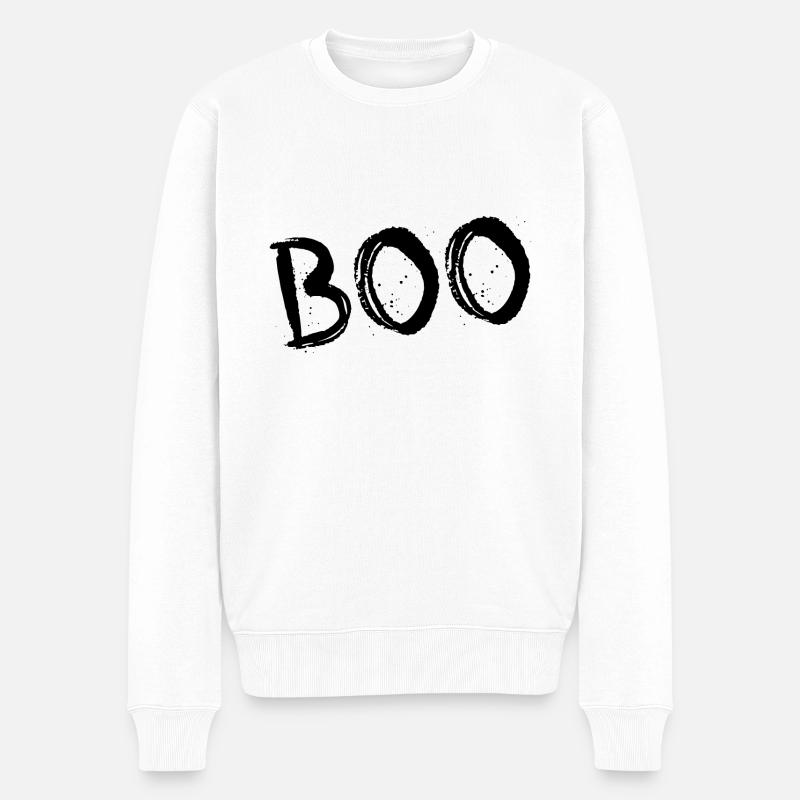 Boo - Männer Premium Bio Pullover - Weiß