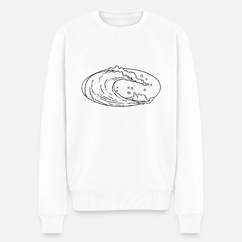 Welle Meer - Männer Premium Bio Pullover - Weiß