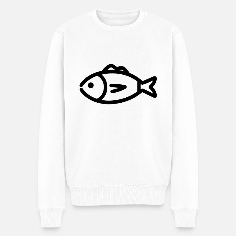 Fisch - Männer Premium Bio Pullover - Weiß