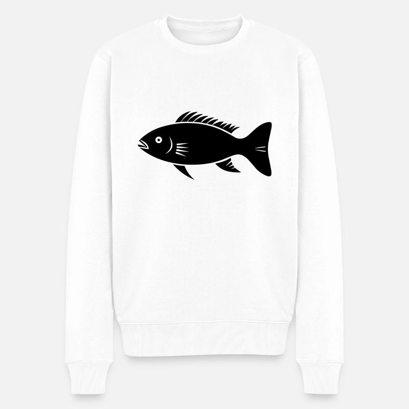 Kleiner Karpfenfisch - Männer Premium Bio Pullover - Weiß