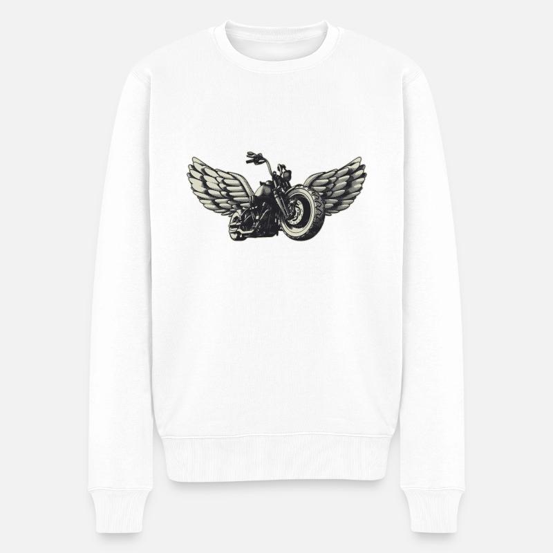Motorrad mit Flügeln - Männer Premium Bio Pullover - Weiß