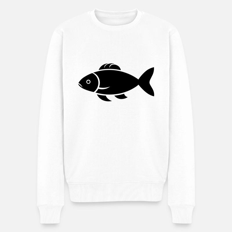 Kleiner Karpfenfisch - Männer Premium Bio Pullover - Weiß