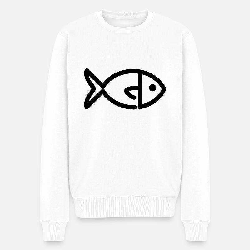 Fisch - Männer Premium Bio Pullover - Weiß