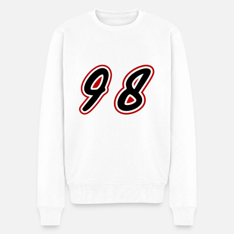 98 Zahl Symbol - Männer Premium Bio Pullover - Weiß