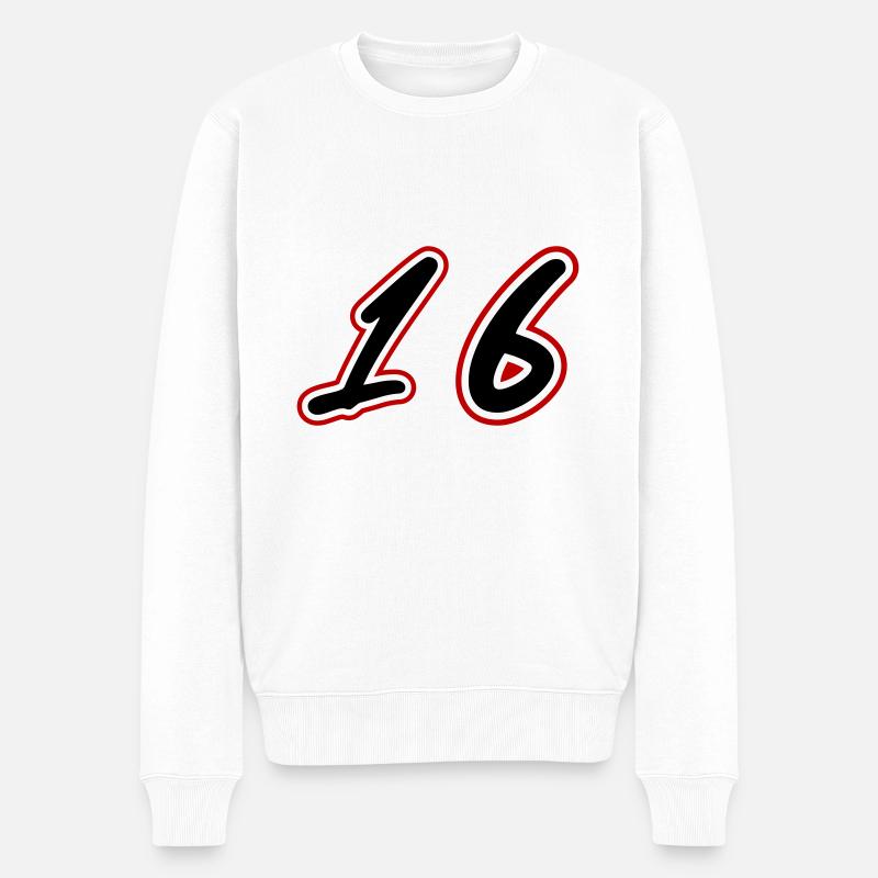 16 Zahl symbol - Männer Premium Bio Pullover - Weiß