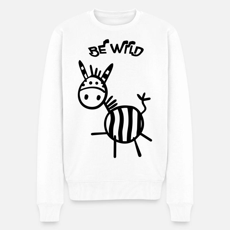 Be Wild Zebra - Männer Premium Bio Pullover - Weiß