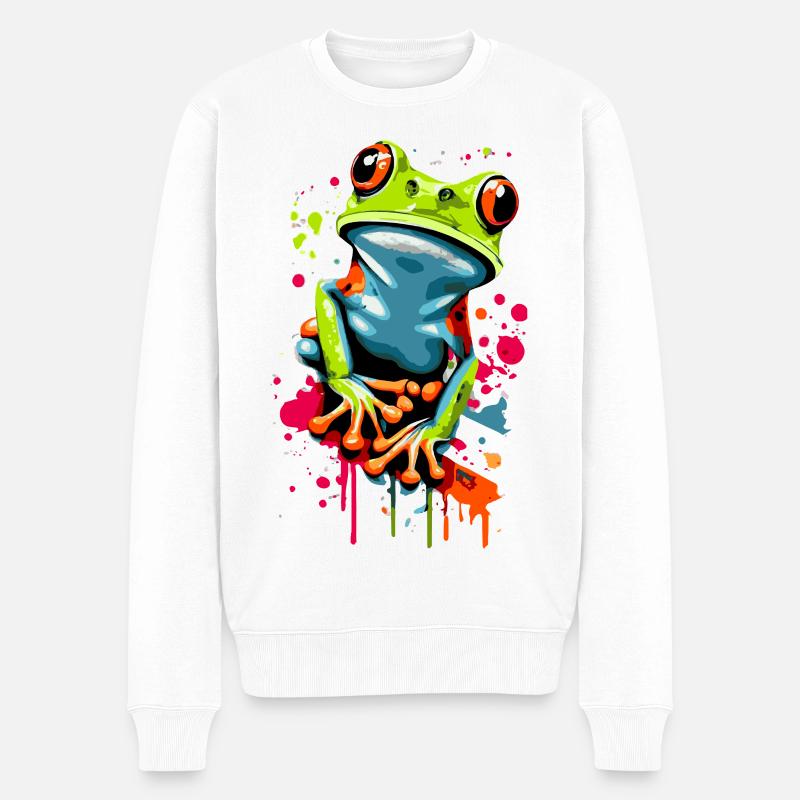 Frosch - Laubfrosch - Froschkönig - Quak - Männer Premium Bio Pullover - Weiß