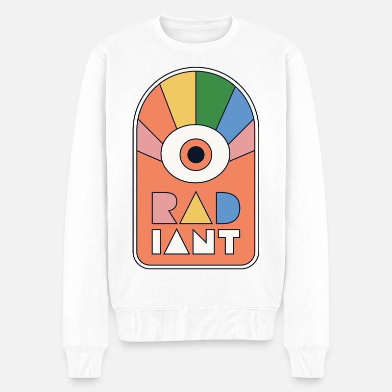 Radiant – Geometrische Retro-Sonnenstrahlen - Männer Premium Bio Pullover - Weiß