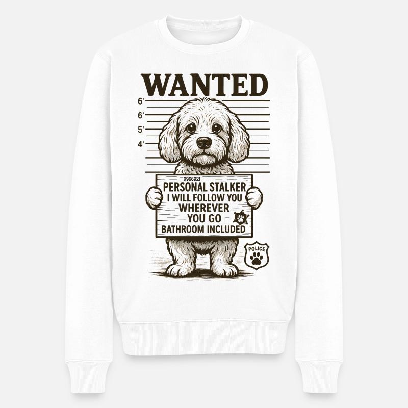 Persönlicher Stalker Lustiger Hund gesucht - Männer Premium Bio Pullover - Weiß