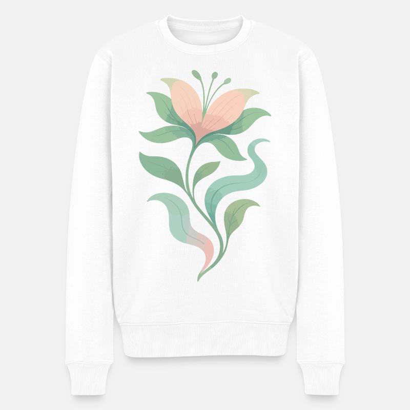 Pastel Bloom Botanical Flow - Männer Premium Bio Pullover - Weiß