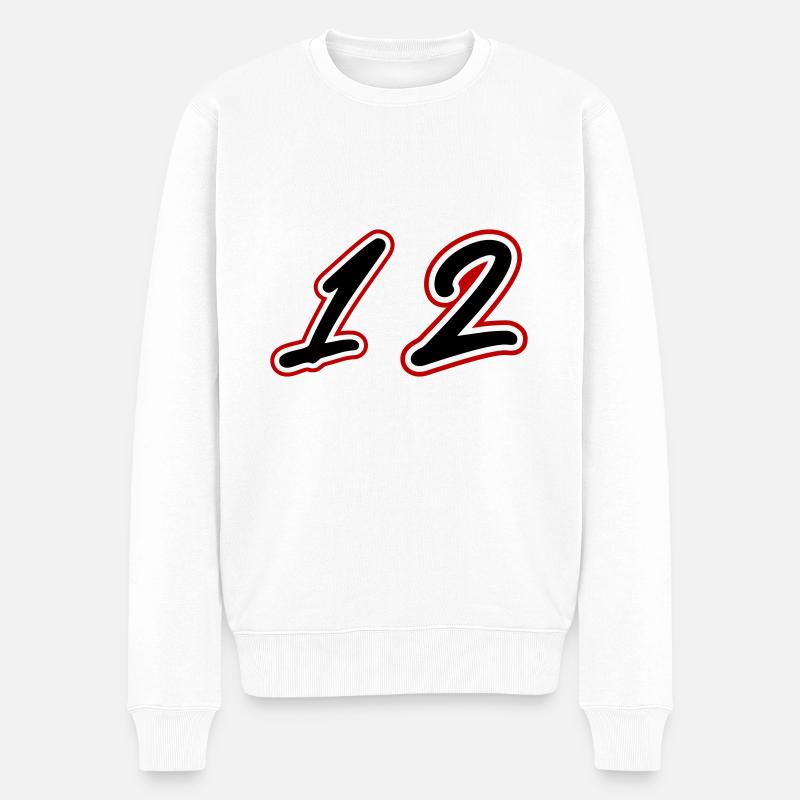 12 Zahl - Männer Premium Bio Pullover - Weiß