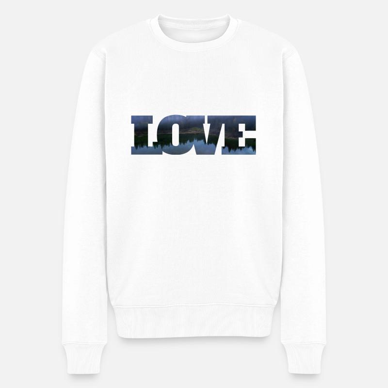 Rivière dans l’inscription amour - Pull Premium bio Homme - blanc