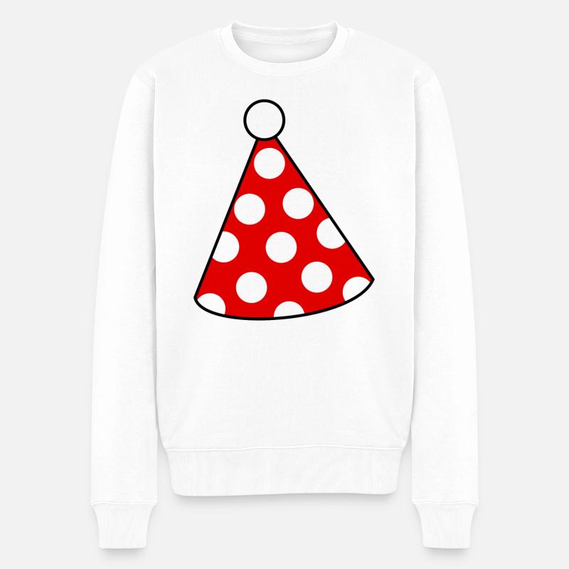 Geburtstag Party Hut lustige Feier feiern Partyhut - Männer Premium Bio Pullover - Weiß