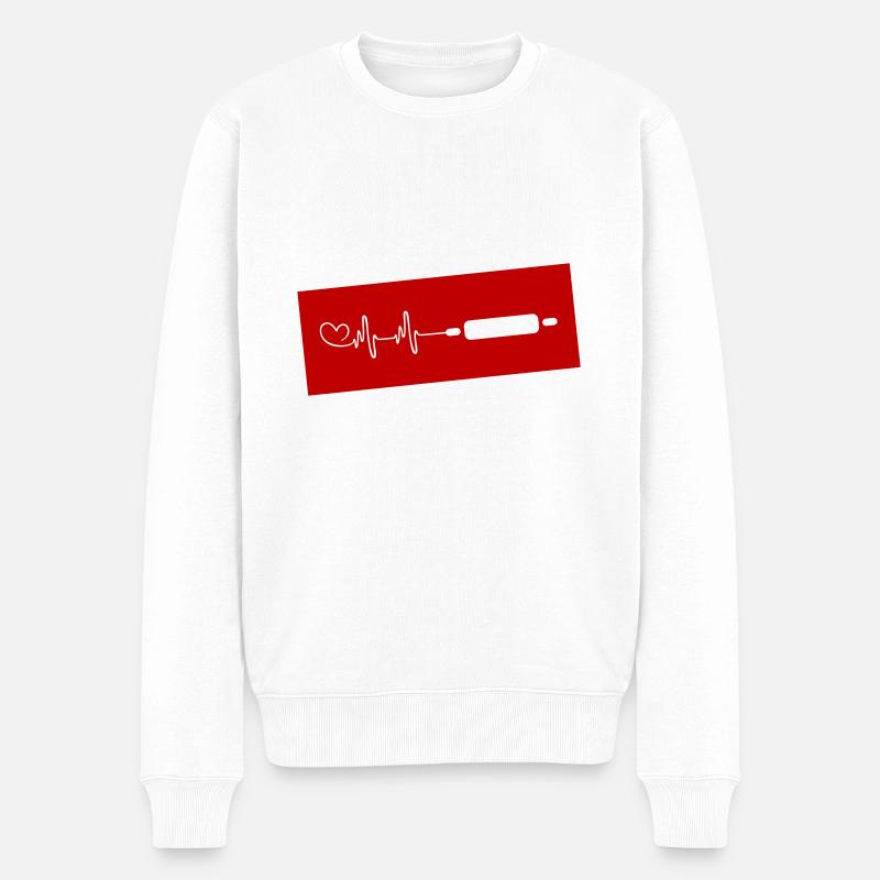 Küchenrolle Nudelholz - Männer Premium Bio Pullover - Weiß