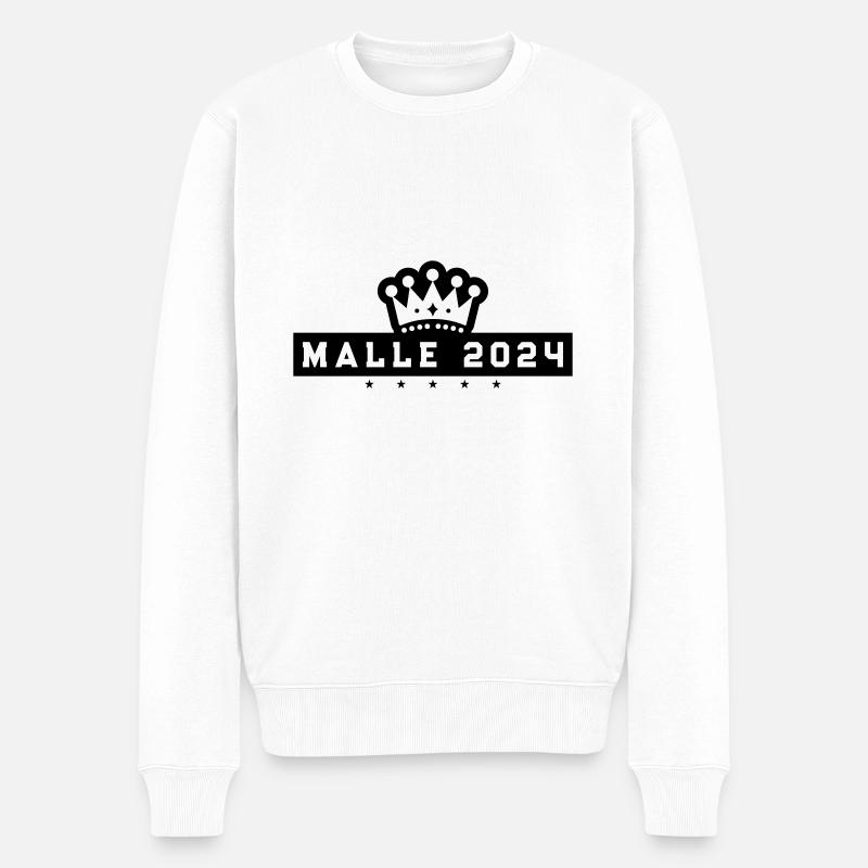 Malle 2024 Krone Urlaub - Männer Premium Bio Pullover - Weiß