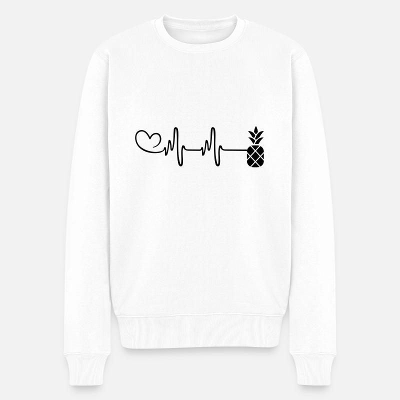 Ananas Puls Herz - Männer Premium Bio Pullover - Weiß