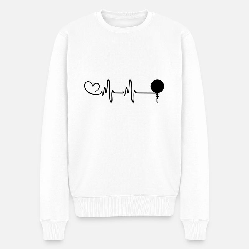 Pfanne Küche Herzschlag - Männer Premium Bio Pullover - Weiß