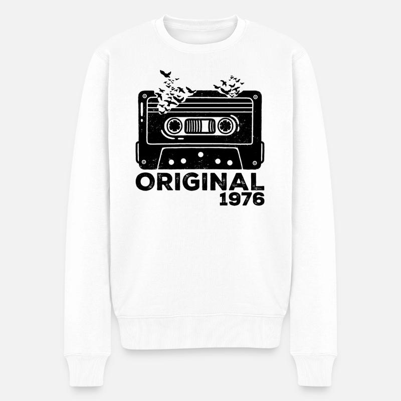 Geburtsjahr 1976 Kassette 1976 Geburtstag 1976 - Männer Premium Bio Pullover - Weiß