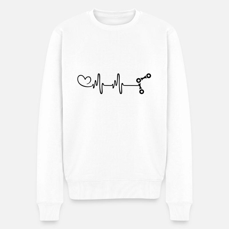 Chaîne de vélo Pulse Heart - Pull Premium bio Homme - blanc