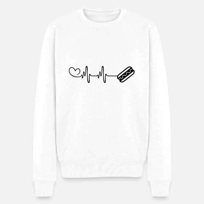 Hot-dog Pulsation Battement de cœur - Pull Premium bio Homme - blanc