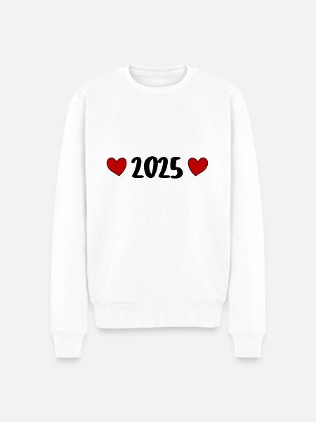 2025 Herz - Männer Premium Bio Pullover - Weiß