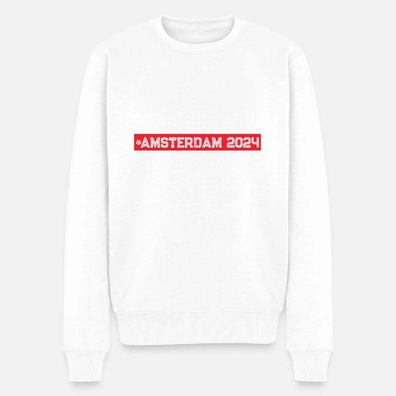 Amsterdam 2024 - Männer Premium Bio Pullover - Weiß