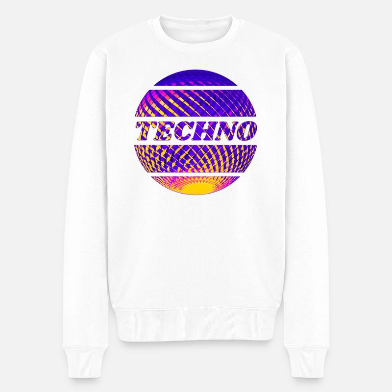 Techno Musik, Raver Design - Männer Premium Bio Pullover - Weiß