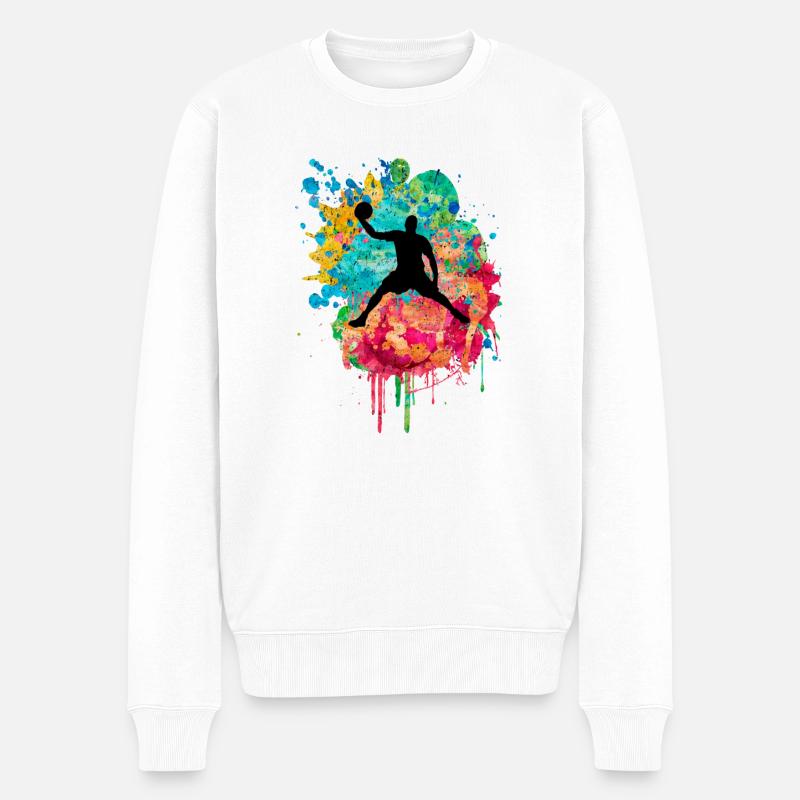 Basketballspieler - PopArt - Männer Premium Bio Pullover - Weiß