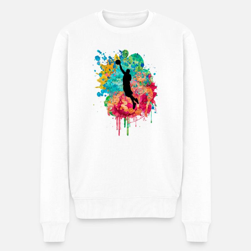 Basketballspieler - PopArt - Männer Premium Bio Pullover - Weiß