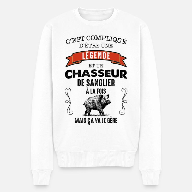 Chasseur de sanglier la légende - Pull Premium bio Homme - blanc