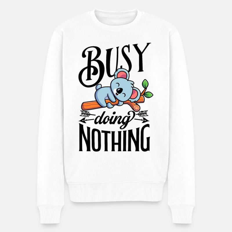 Koala busy doing nothing - Männer Premium Bio Pullover - Weiß