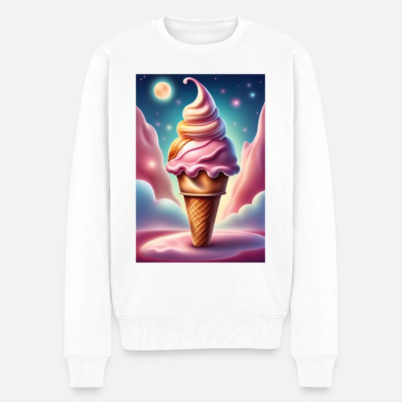 Erdbeer-Waffel - Männer Premium Bio Pullover - Weiß