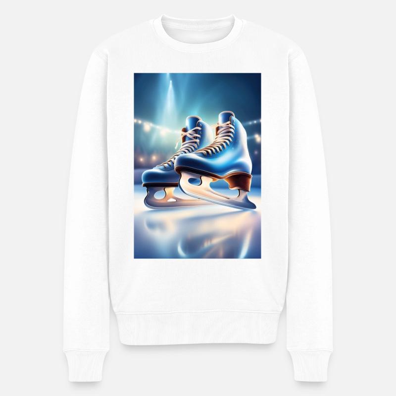 Patins à glace bleus - Pull Premium bio Homme - blanc