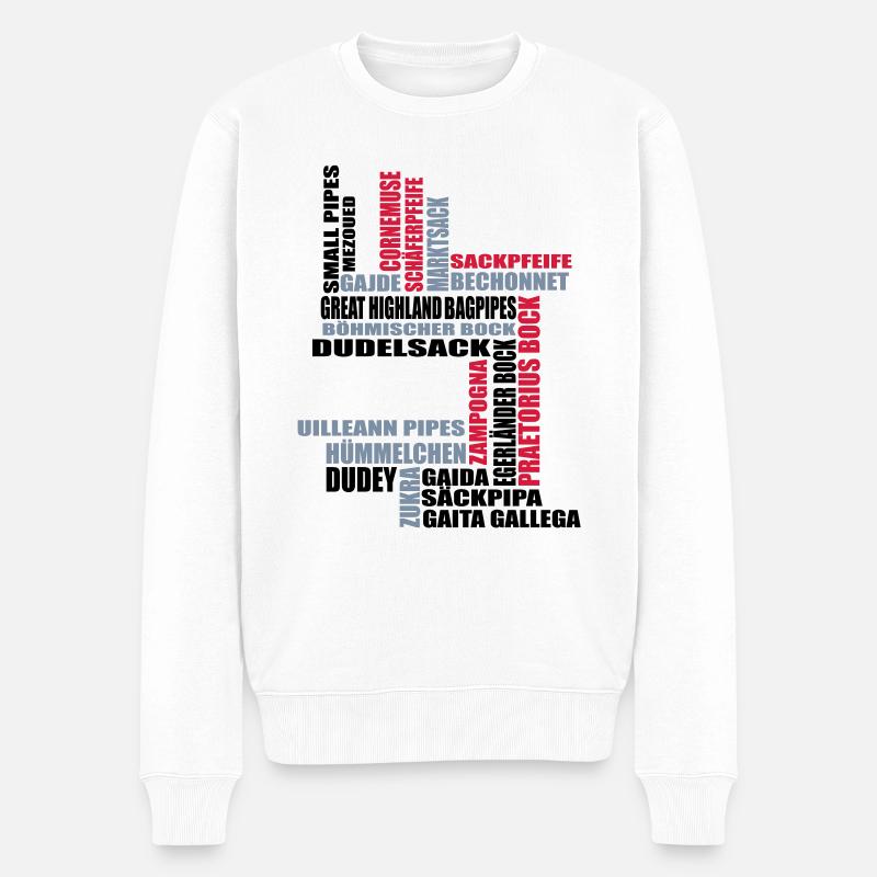Sackpfeifen Textwolke - Männer Premium Bio Pullover - Weiß