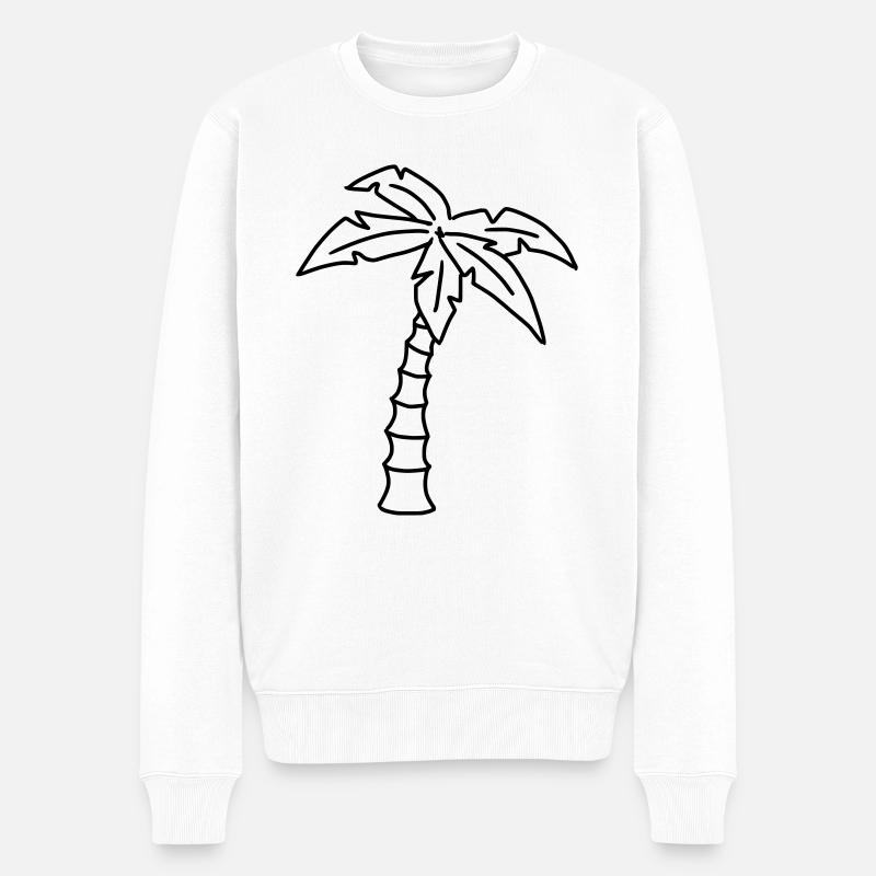 Palme Skizze - Männer Premium Bio Pullover - Weiß